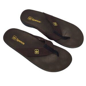 Spenco Pure Sandals Flip Flops Recovery Orthotic Support Brown Thong Size 12